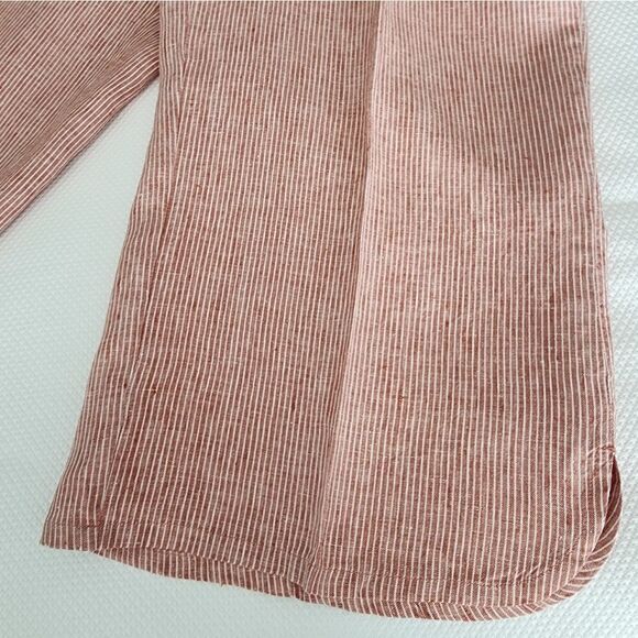 Coldwater Creek pants 100 % linen cropped elastic waistband wide leg - Picture 7 of 16